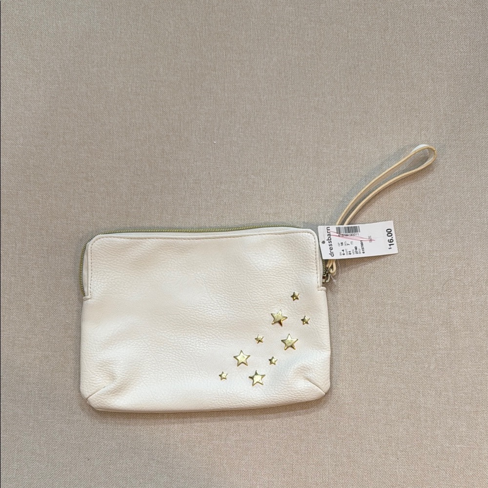 Dress Barn Cream and Gold Clutch with Minimalist Design